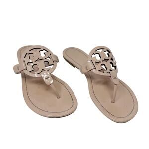 TORY BURCH Light Pink Patent Leather Miller Classic Designer Logo Sandals Size 9